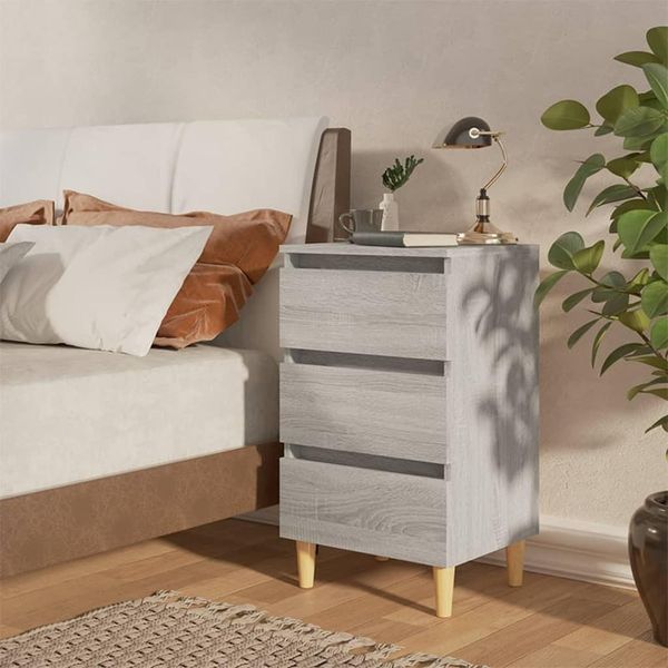 Comodino Semplice Con Gambe In Legno Massiccio Grey Sonoma 40X35X69 Cm - Comodini E Armadi DE8900449 1Pacco-image