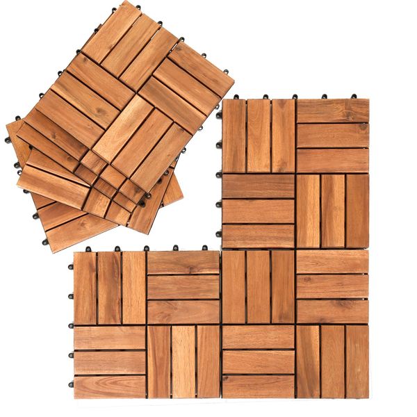 Jopassy Piastrelle In Legno 33X 3M² Piastrelle Per Terrazze In Legno Di Acacia Piastrelle Click 30X30Cm Giardino Balcone Mosaico-image