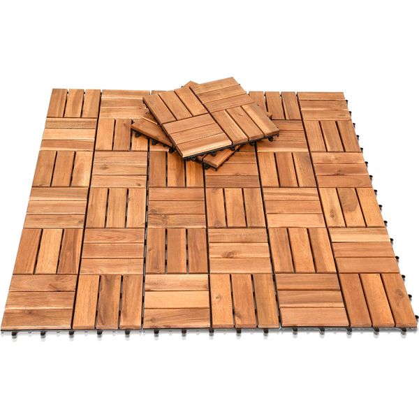 Jopassy Piastrelle In Legno 55X 5M² Piastrelle Per Terrazze In Legno Di Acacia Piastrelle Click 30X30Cm Giardino Balcone Mosaico-image