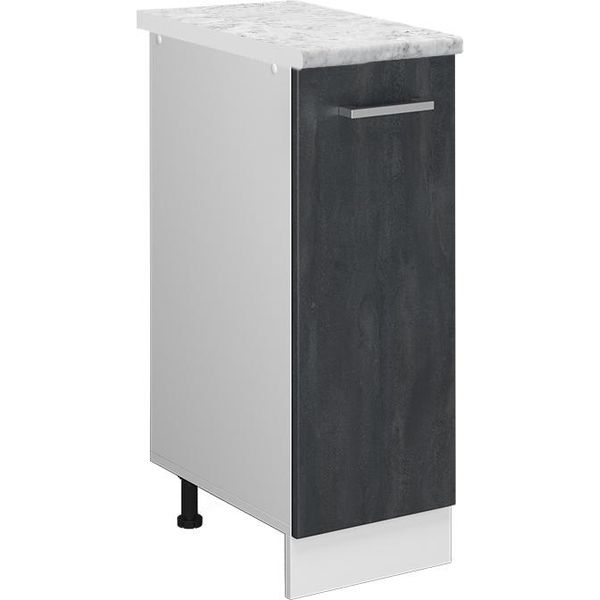 Vicco Armadio Cucina Dispensa Alto R-Line, 30 Cm Pl Marmo, Calcestruzzo Nero/Bianco-image