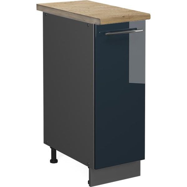 Vicco Armadio Cucina Dispensa Alto Fame-Line, 30 Cm , Pl Rovere, Blu Scuro Lucido/Antracite-image