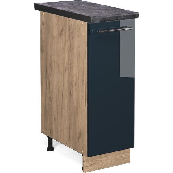 Vicco Armadio Cucina Dispensa Alto Fame-Line, 30 Cm , Pt Antracite, Blu Scuro Lucido/Quercia Dorata-image