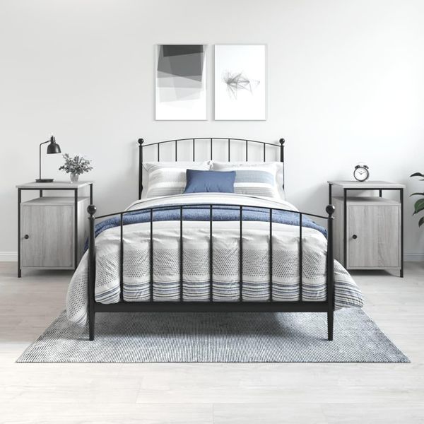 The Living Store Comodini 2 Pz. Grigio Sonoma 40X42X60 Cm Materiale A Base Di Legno-image