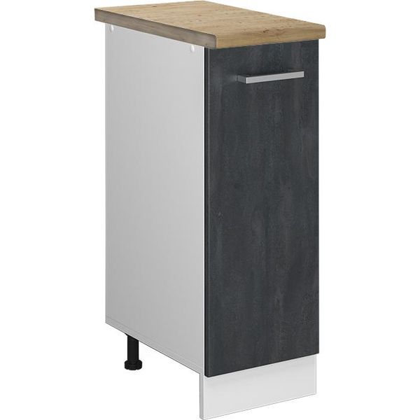 Vicco Armadio Cucina Dispensa Alto R-Line, 30 Cm Pl Rovere, Calcestruzzo Nero/Bianco-image