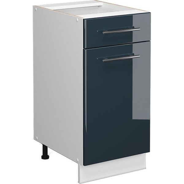 Vicco Mobiletto Base Per Cucina Fame-Line, 40 Cm Senza Piano Di Lavoro, Blu Scuro Lucido/Bianco-image