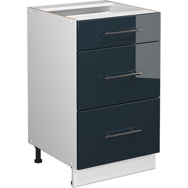 Vicco Mobiletto Base Per Cucina Fame-Line, 50 Cm Senza Piano Di Lavoro, Blu Scuro Lucido/Bianco-image