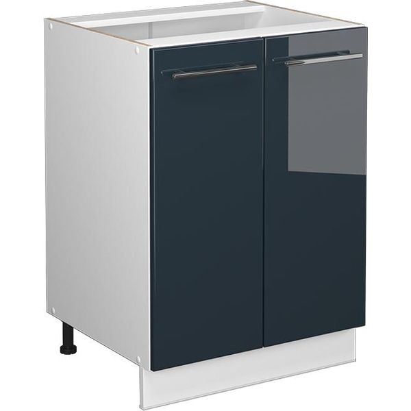 Vicco Mobiletto Base Cucina Fame-Line, 60 Cm Senza Piano Di Lavoro, Blu Scuro Lucido/Bianco-image