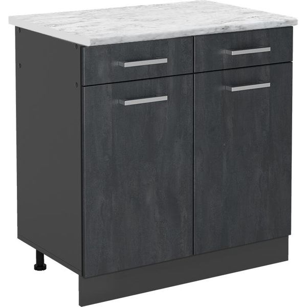 Vicco Mobiletto Base Per Cucina R-Line, 80 Cm Pl Marmo, Calcestruzzo Nero/Antracite-image