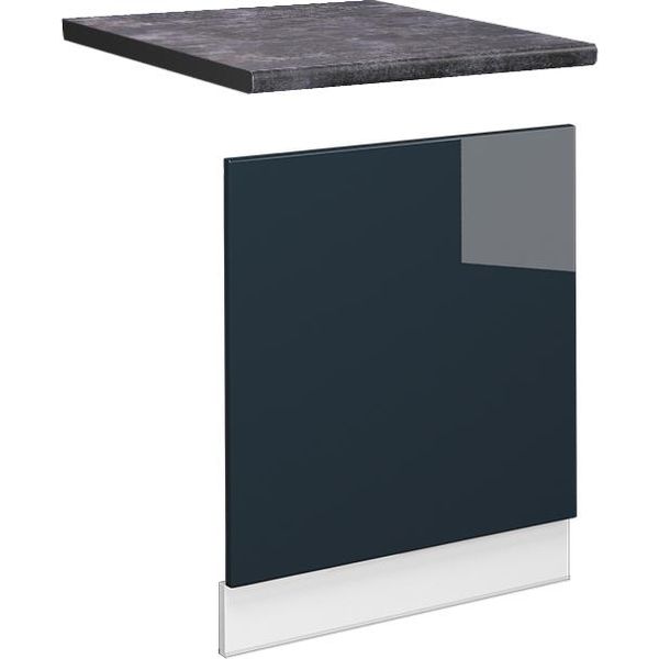 Vicco Mobili Da Cucina Fame-Line, 60 Cm , Pl Antracite, Blu Scuro Lucido/Bianco-image