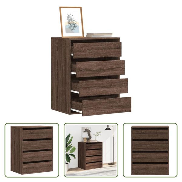 The Living Store Cassettiera Look Rovere Marrone 60X41X76 Cm Materiale In Legno-image