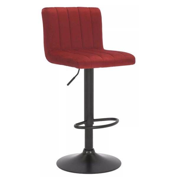 In And Outdoormatch Sgabello Da Bar Melyna - Rosso Velluto - Altezza Seduta 62-83 Cm - Con Schienale - Regolabile In Altezza - Set Di 1 - Ergonomico - Sgabelli Da Bar - Cucina-image