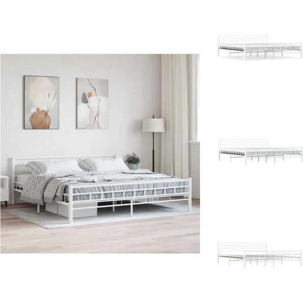 Vidaxl Struttura Letto In Metallo Bianco 200×200 Cm - Letti E Strutture Letto-image