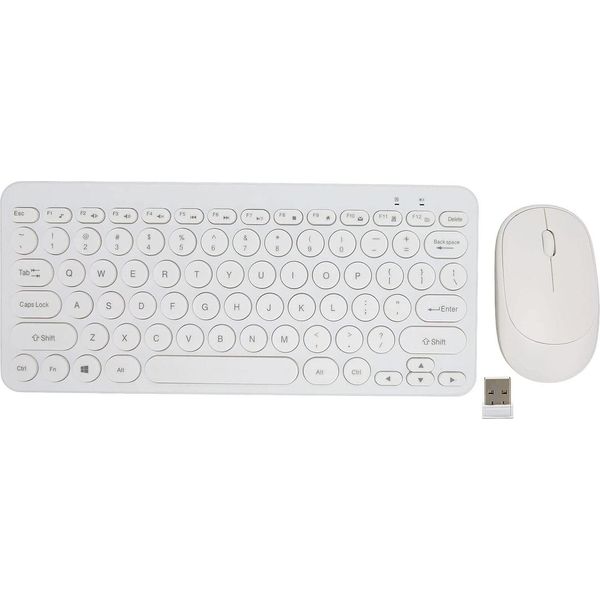 Combinazione Di Tastiera E Mouse, Set Di Tastiera E Mouse Ottico 2.4G Usb A 78 Tasti, Copritastiera Rotondo Retrò, Ergonomico E Silenzioso, Compatto, Sottile-image