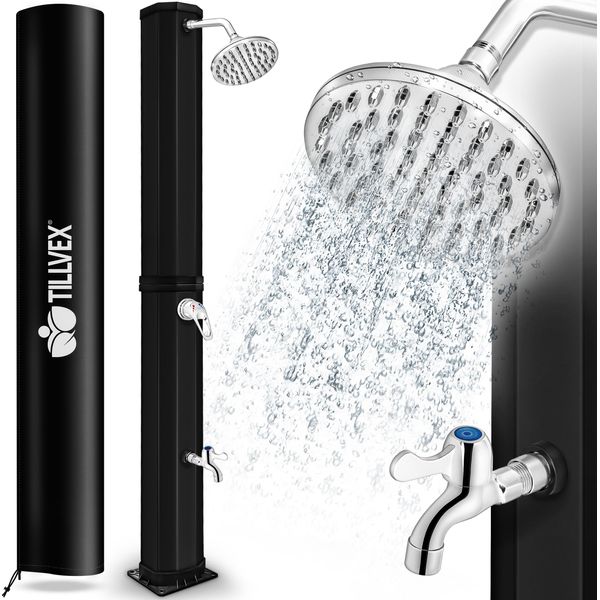 Tillvex Doccia Solare 60 Litri Nero Con Copertura Protettiva Inclusa Doccia Da Giardino Doccia Da Piscina Doccia Da Campeggio Doccia Solare Da Esterno Doccia A Pioggia-image