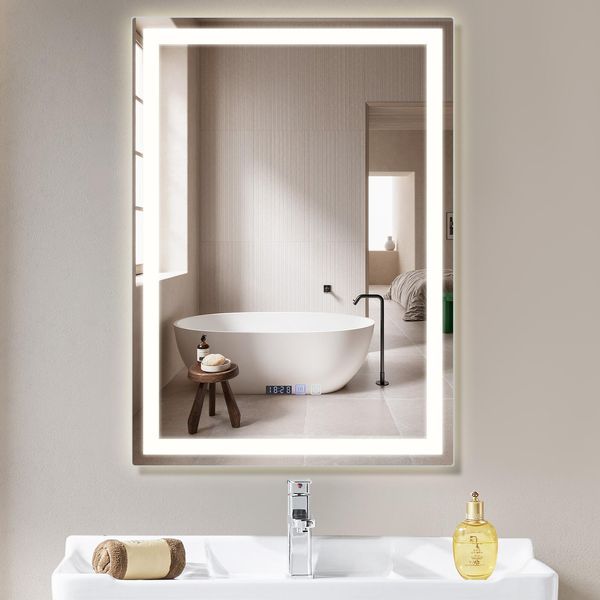 Specchio Zmh Con Illuminazione Specchio Led 60X80 Cm Specchio Da Parete IP44 Funzione Antiappannamento Specchio Luminoso Dimmerabile 3000K-6500K-image