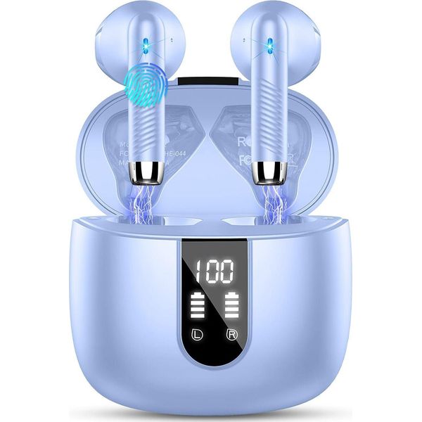 Wireless Bluetooth 5.3 Con 4 Mic, 2023 Nuovo Enc Rumore Cancellazione Auricolari Wireless 48H Bassi Profondi, IP7 Auricolari Impermeabili Display Led USB-C..-image