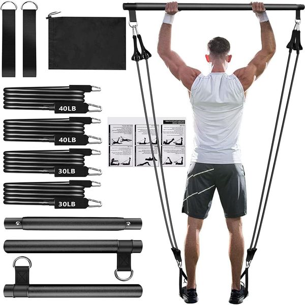 Inf Kit Barra Per Pilates Con Bande Di Resistenza - Attrezzatura Per Palestra A Casa-image