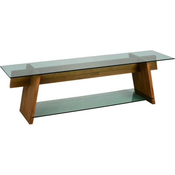 Dmora Mobile Porta Tv Amorosi 40X158X45H Cm Marrone Noce, Un Vano 2 Ripiani-image
