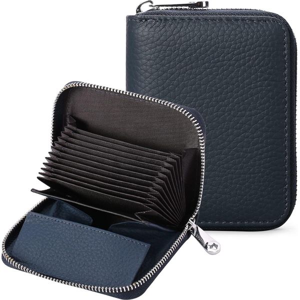 Portafoglio Da Donna In Pelle Con Zip E Numerosi Scomparti, Porta Carte Di Credito Con Protezione Rfid, Portafoglio Da Donna In Formato Piccolo E Corto-image