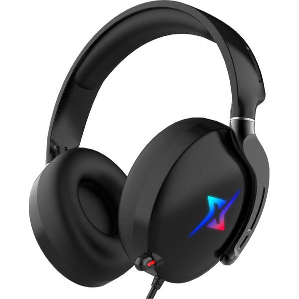 Cuffie Da Gioco Per PS4 PS5 Pc Con 3D Surround Sound Headset Con Cuffie Microfono Cancellazione Del Rumore Luci Rgb Per Gamer, 21*20*6Cm, Nero-image