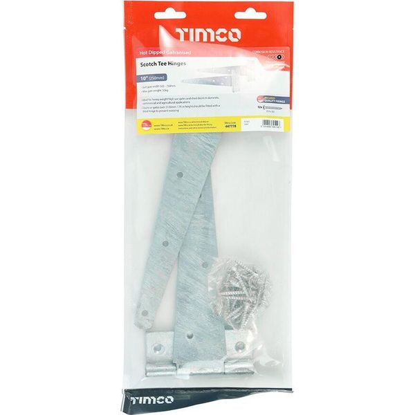 Timco - Coppia Di Cerniere Scotch Tee - Zincate A Caldo (Dimensioni 25,4 Cm - 1 Pezzo Ciascuna)-image