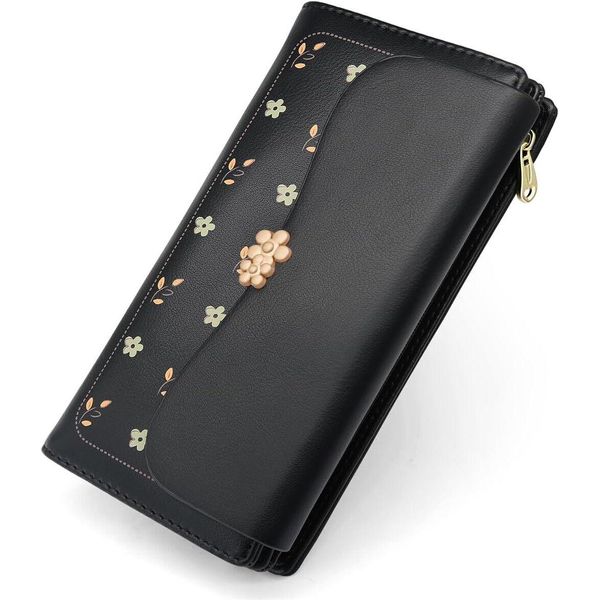 Portafoglio Donna Grande In Formato Lungo Portafoglio Donna Portafoglio Donna Molti Scomparti, Portafoglio Donna Con 10 Scomparti Per Carte E Tasca Portamonete Con Cerniera-image
