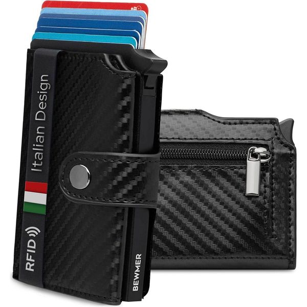 Portafoglio Sottile Con Scomparto Per Monete Per Uomo E Donna | Portacarte Con Scomparto Per Monete, Protezione Rfid E Anti-Clonazione | Portafoglio Per Banconote, Monete E 9 Carte Di Credito-image