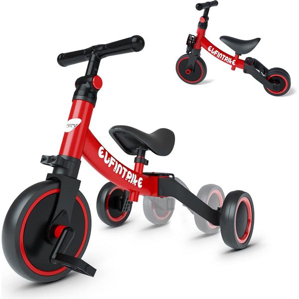 5 In 1 Balance Bike Balance Bike Triciclo Per Bambini Balance Bike Baby Walker Per Bambini Da 1 Anno A 4 Anni - Rosso-image