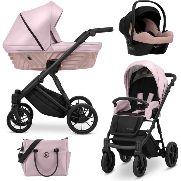 Carrozzina Kunert Ivento 3In1 In Ecopelle Rosa Metallizzato Con Telaio Nero-image