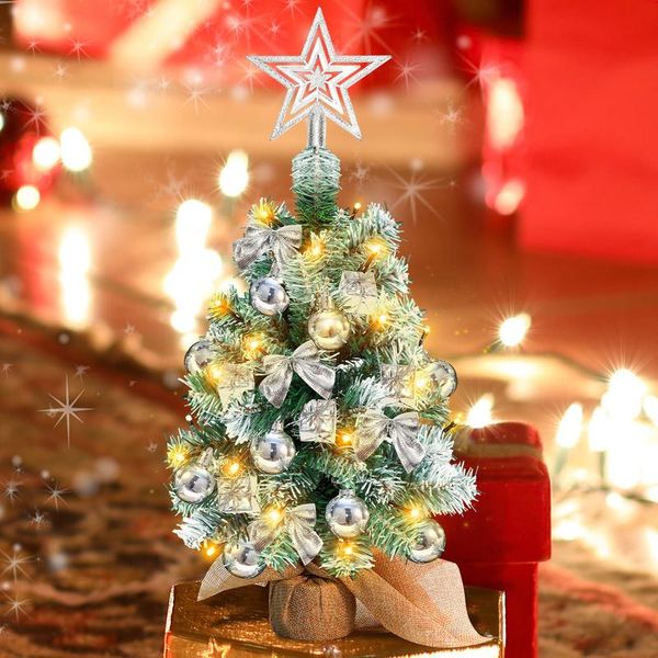 Jayseuw Albero Di Natale Artificiale Led Abete 40 Cm Albero Di Natale Illuminato Decorazione Natalizia Albero Decorativo Di Luci, Argento-image