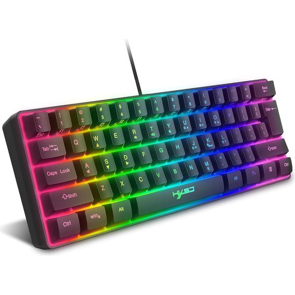 Tastiera Da Gioco Rgb, Mini Tastiera A 61 Tasti Con 11 Retroilluminazione Rgb Chroma, Keycaps Abs Flottanti, Tasti Anti-Ghosting Completi,-image