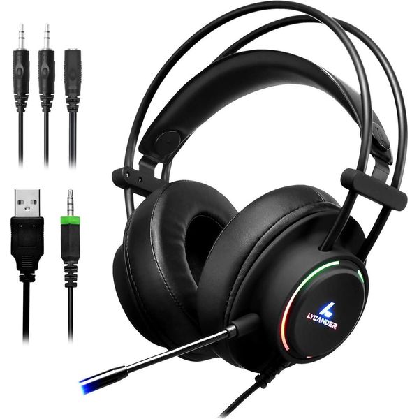Cuffie Da Gioco Con Microfono E Luce Led, Ingresso Da 3,5 Mm, Per Pc, PS4, Xbox One, Nintendo Switch E Altro Ancora-image