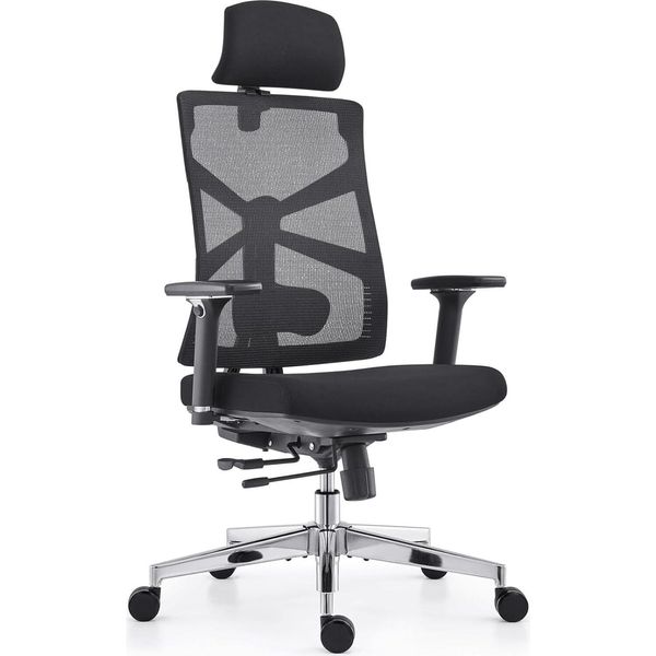Sedia Da Ufficio Ergonomica Con Schienale Adattabile, Sedia Da Scrivania Con Braccioli 4D, Profondità Di Seduta Regolabile, Supporto Lombare E Poggiatesta 2D-image