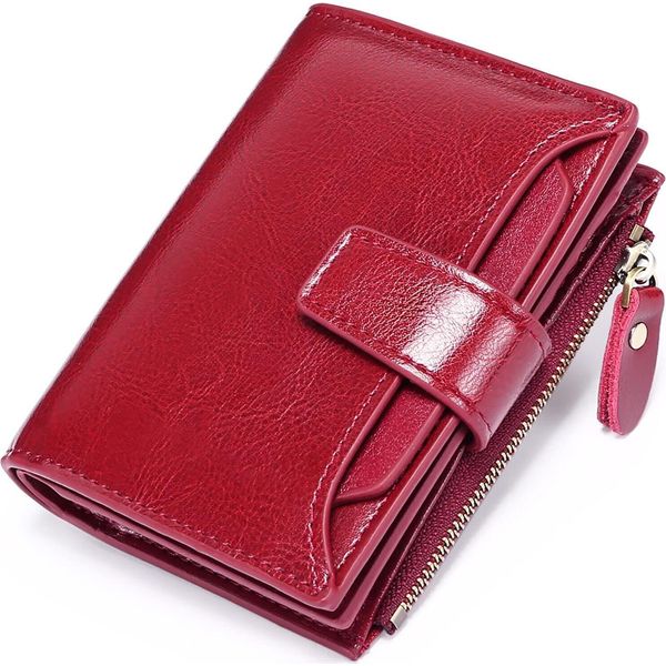 Portafoglio Donna Piccolo, Portamonete Donna In Vera Pelle, Con 14 Scomparti Per Carte Di Credito Blocco Rfid Con Tasca Per Monete Portafoglio Piccolo-image