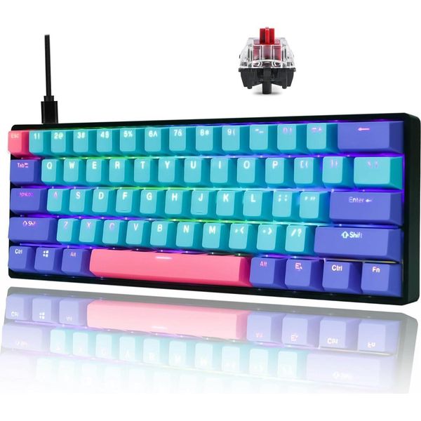 Tastiera Da Gioco, Retroilluminazione Rgb, Anti-Ghosting Nkro, Tasti Macro Programmabili, 61 Tasti Sostituibili A Caldo Per PS4 (Gateron Optical Red, 61 Joker)-image