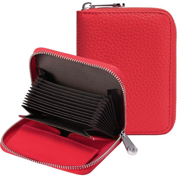 Portafoglio Da Donna In Pelle, Con Cerniera E Molti Scomparti, Protezione Rfid, Portacarte Con Molti Scomparti, Formato Piccolo E Corto-image