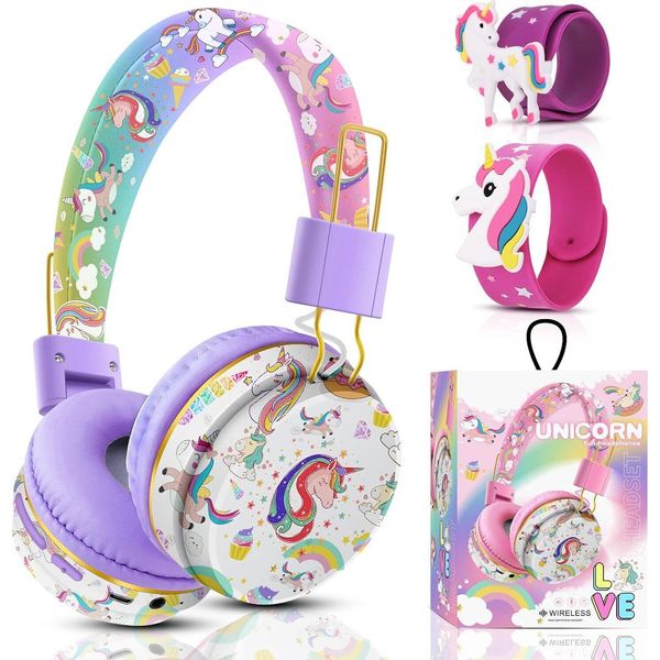 Cuffie Bluetooth Per Bambini, Cuffie Unicorno Senza Fili Per Bambini Con Cavo, Cuffie Bluetooth Sopra L'orecchio Per Ragazze Con Microfono, Scuola Per Bambini-image