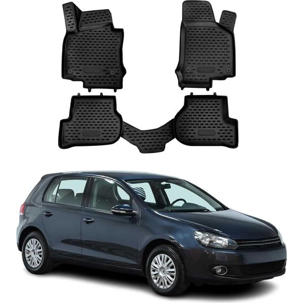 2008-2013 Vw Golf Mk6 Tappetini Tpe Nero 4 Pz-image