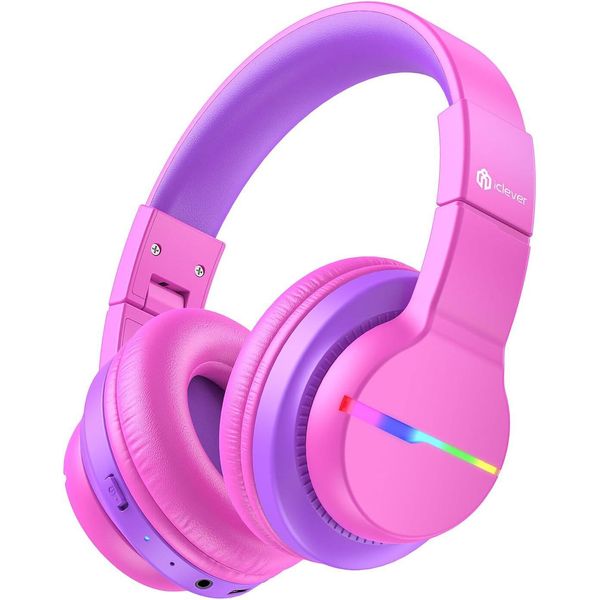 Luci Led, Cuffie Over-Ear Per Bambini Con Limite Di Volume Di 74/85/94 Db, Autonomia Di 85 Ore, Bluetooth 5.2, Microfono Integrato-image