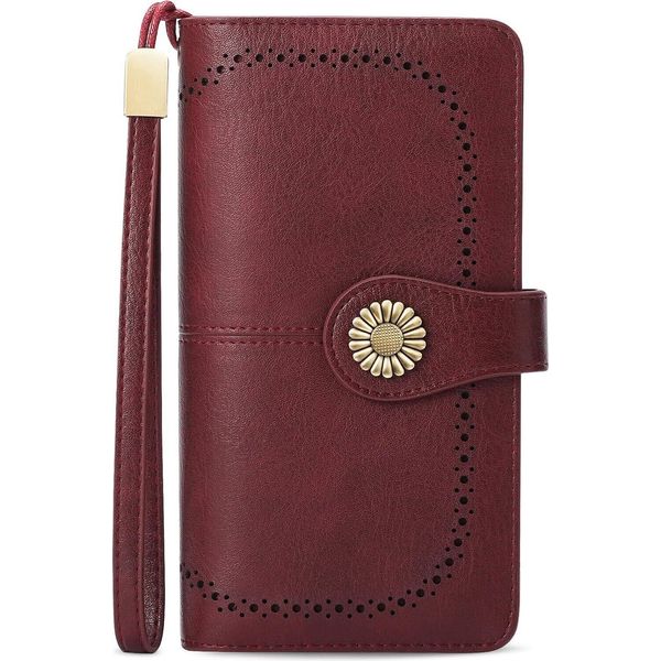 Portafoglio Donna Pelle Portafoglio Grande Molti Scomparti Con 24 Fessure Per Carte Portafoglio Lungo Donna Protezione Rfid Portafoglio Donna Pelle-image