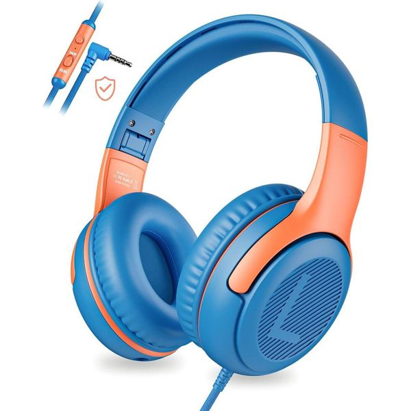 Cuffie Per Bambini Con Microfono, Cuffie Over-Ear Per Scuola/Viaggio/Pc/Tablet, Limitatore Di Volume 85/94Db, Suono Stereo, Pieghevoli, Condivisione Audio-image