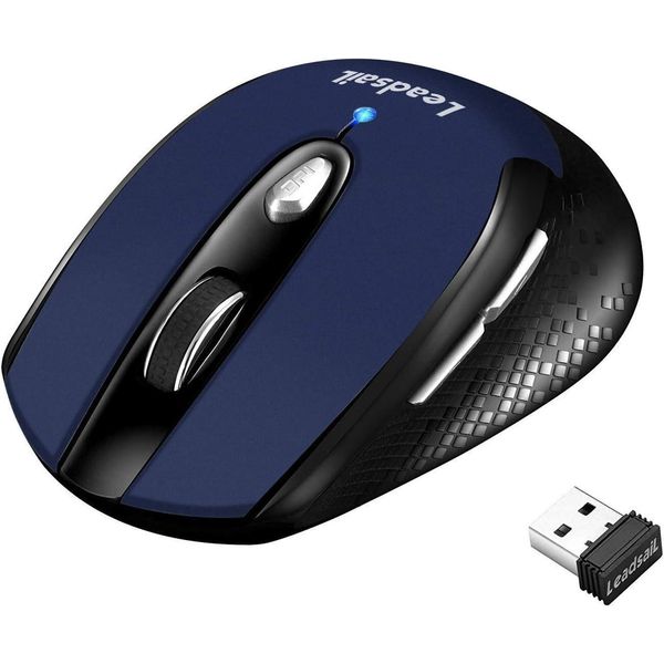 Mouse Wireless Silenzioso A 2,4 Ghz Con Tracciamento Ottico A 1600 Dpi, Mouse Ottico Per Computer A 6 Pulsanti, Mouse Per Pc Con Ricevitore Usb Nano, Compatibile Con Pc, Mac, Laptop-image