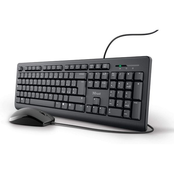 Tastiera E Mouse Usb, Cablati, Layout Qwerty Italiano, Per Pc/Laptop/Notebook Mac/Windows, Cavo Da 1,8 M, Nero Resistente Ai Liquidi-image