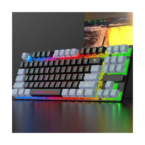 75% Tastiera Meccanica Di Gioco, Cavo Usb Tastiera Led Rgb Retroilluminazione Anti-Ghosting, 87 Tasti, Compatto Computer Windows Laptop Pc Gamer-image