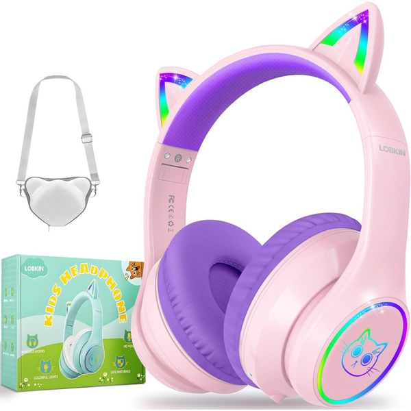 Cuffie Per Bambini Con Borsa, Cuffie Bluetooth Wireless E Cablate Per Bambini, Cuffie Over Ear Pieghevoli E Regolabili Per Bambini Per La Scuola-image