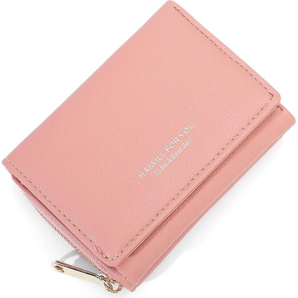 Mini Borsellino Da Donna In Pelle, Borsellino Di Grande Capacità, Borsellino Da Donna Con Molti Scomparti (Rosa)-image