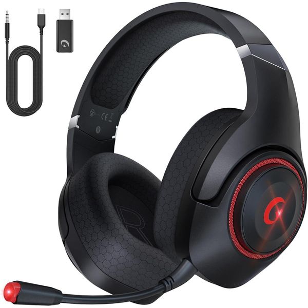 Cuffie Da Gioco, Cuffie Da Gioco Wireless Usb A 2,4 Ghz Per PS5/PS4/PC/MAC, Cuffie Da Gioco Con Microfono Staccabile, Cancellazione Del Rumore Enc-image