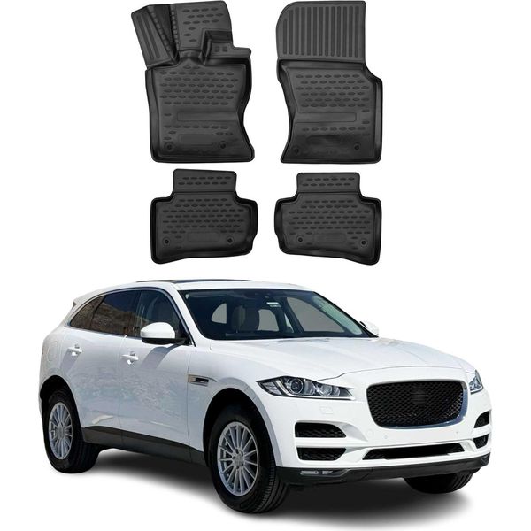 2015-2025 Jaguar F-Pace Tappetini Tpe Nero 4 Pezzi-image