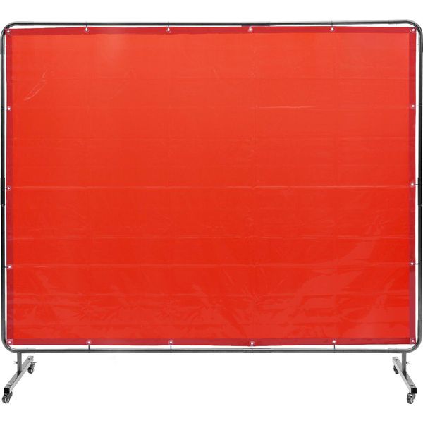 Tenda Per Saldatura 1,8 X 2,4 M Tenda Di Protezione Per Saldatura In Vinile Ignifugo Parete Di Protezione Per Saldatura Con 4 Ruote Girevoli E Protezione Uv A 6 Stadi Coperta Per Saldatura Protezione Per Saldatura Rossa-image