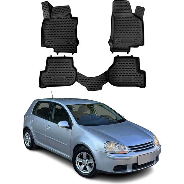 2007-2009 Vw Golf Mk5 Variant Tappetini Tpe Nero 4 Pz-image